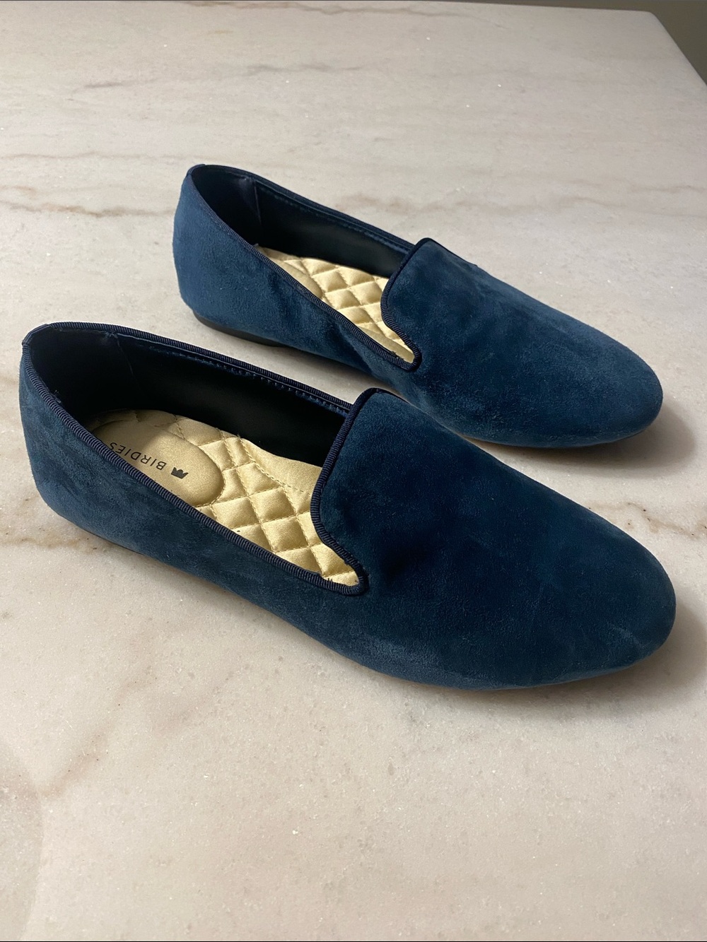Birdies Blue Suede Slip Ons Loafers size 7